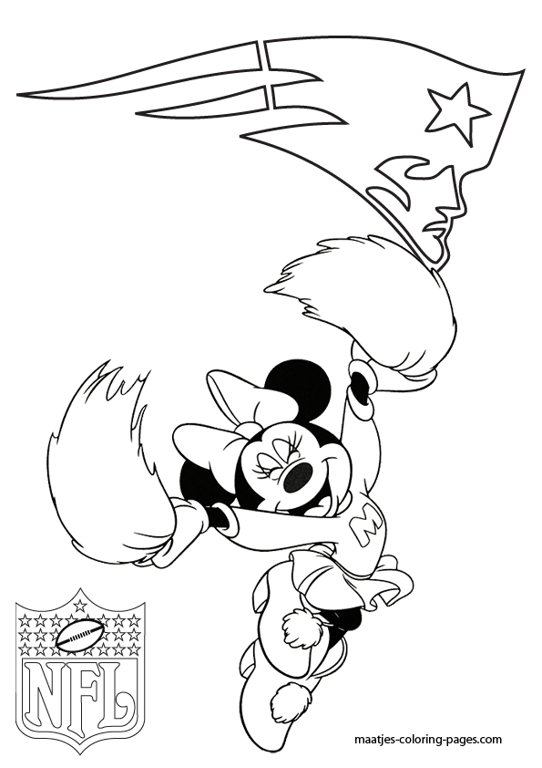 New England Patriots Minnie Mouse Cheerleader Coloring Pages