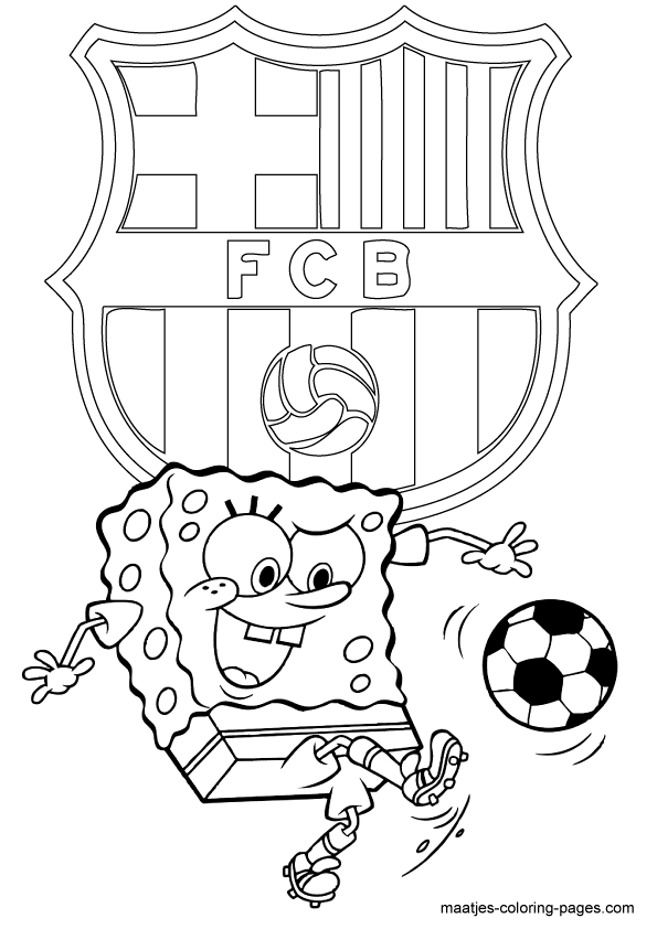 FC Barcelona and Spongebob coloring pages
