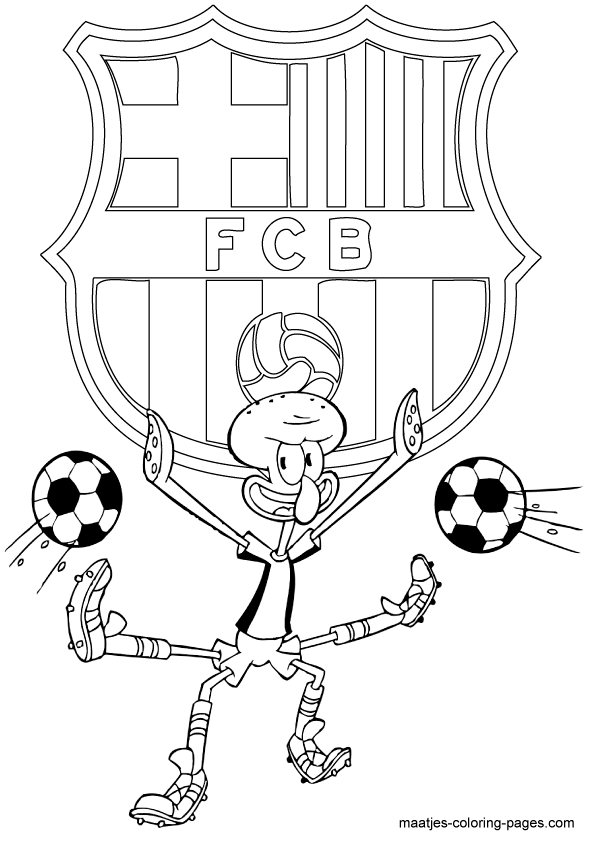 FC Barcelona and Squidward coloring pages