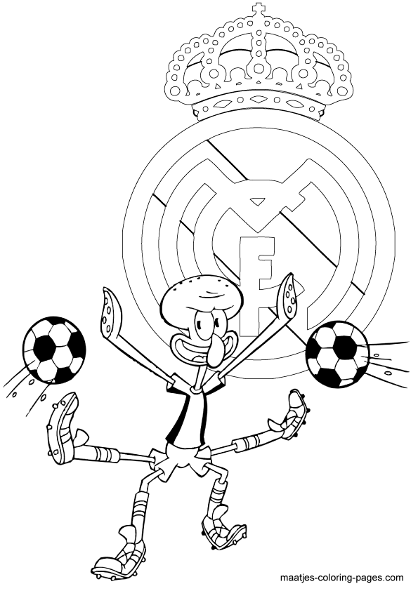 Real Madrid and Squidward coloring pages