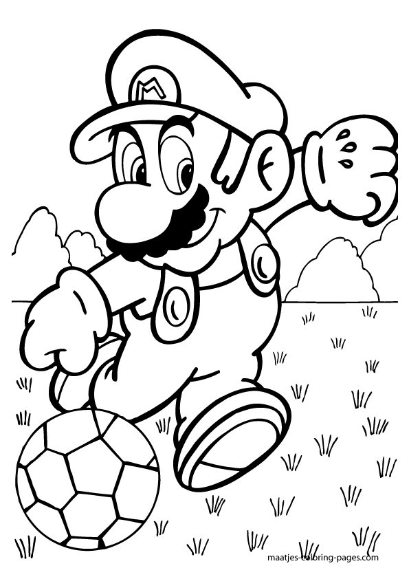 Super Mario playing soccer