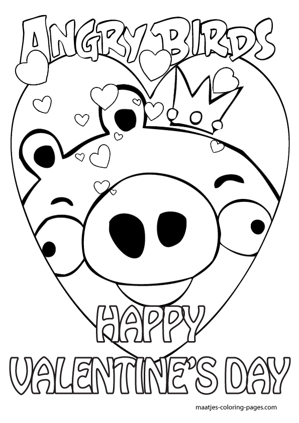 Angry Birds Valentines Day Coloring Pages For Kids