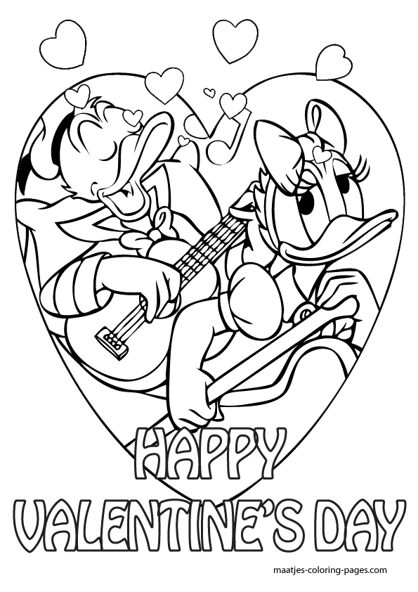 Donald Duck Valentines Day Coloring Pages