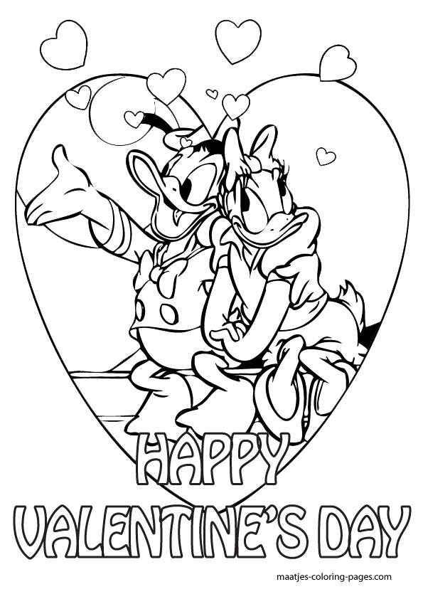 Donald Duck Valentines Day Coloring Pages