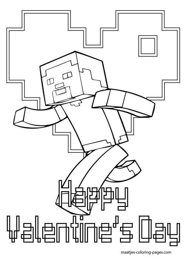 Minecraft Valentines Day Coloring Pages