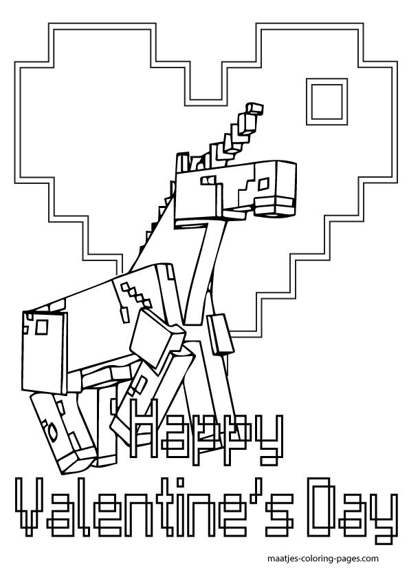 Minecraft Valentines Day Coloring Pages