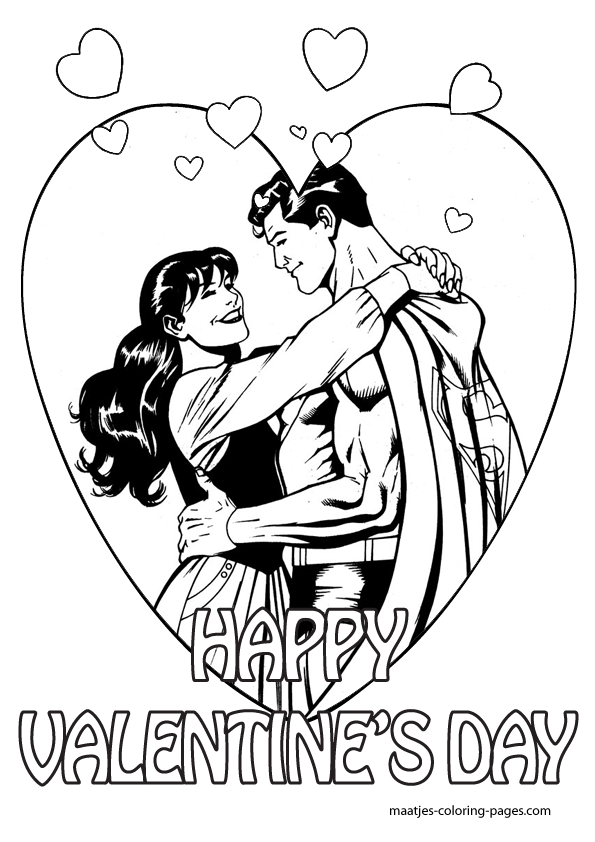 Superman and Lois Laine Valentines Day Coloring Pages