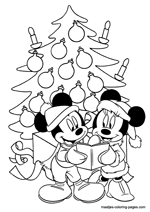 Mickey and Minnie Mouse singing under the christmas tree