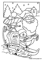 SpongeBob and Santa Claus snow skiing