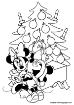 Mickey and Minnie Mouse kissing under the mistletoe