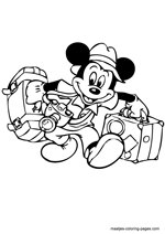 Mickey Mouse travel with suitcases